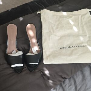 BCBGMaxAzria Black Leather Mules